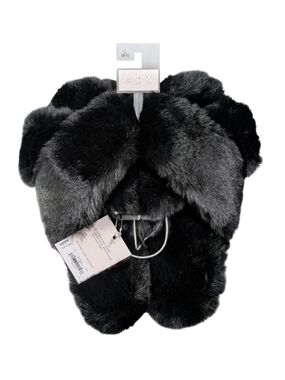 LC Lauren Conrad Black Faux Fur Slide Slippers